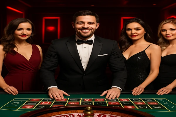 একজন পুরুষ অনলাইন গেমে জয় উদযাপন করছেন; চারপাশে gk444-এর গেমিং প্রতীকগুলো ভাসছে